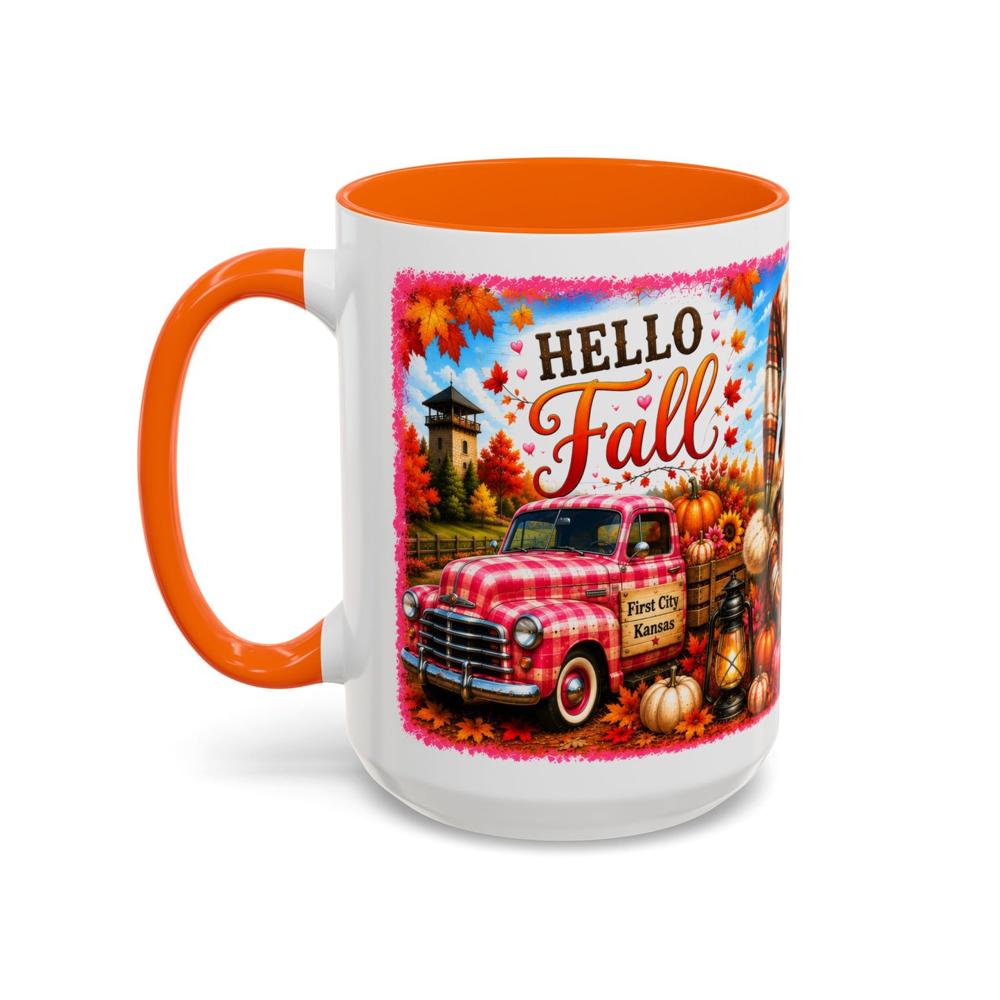 Welcome Fall Y'all Coffee Mug — Autumn Gnome Sunflowers Pumpkin Decor (First City, Kansas)