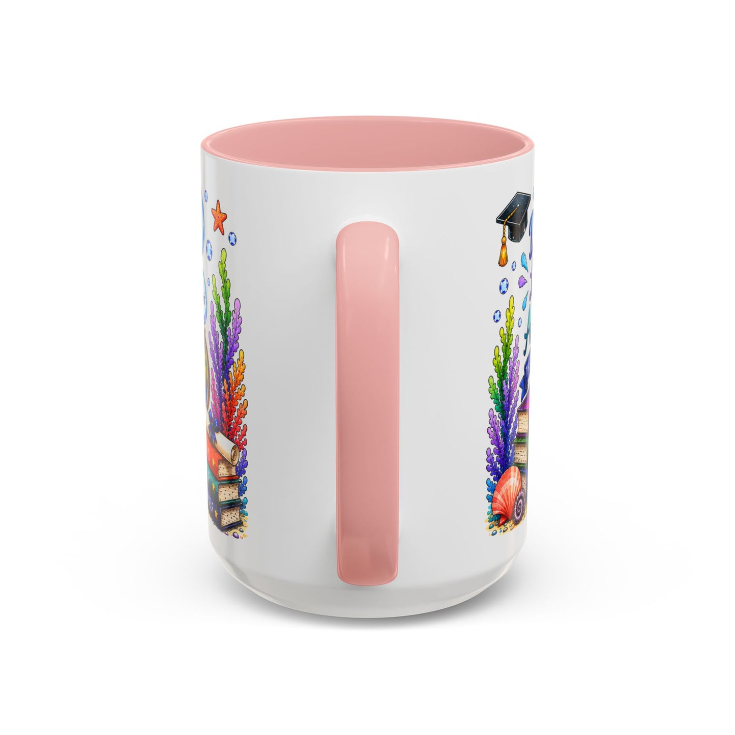 Graduation Elephant Coffee Mug — Cute Grad Cap Design with 'Stay Curious, Never Give Up' Books (11/15oz)