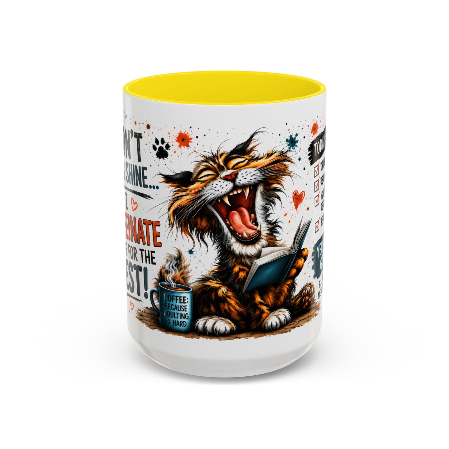 Coffee Mug — "Today's Plan: Drink Coffee, Read Books… Be Awesome" Cat Lover Gift