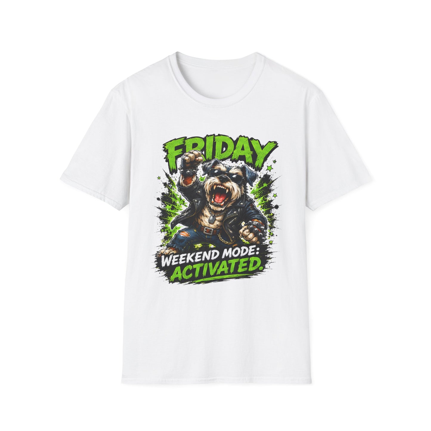 Friday Schnauzer T-Shirt — “WEEKEND MODE: ACTIVATED” Graphic Tee