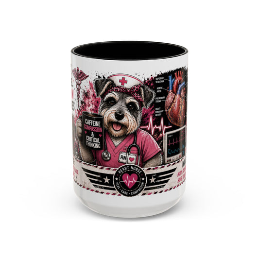 Heart Nurse Coffee Mug – Caffeine, Compassion & Critical Thinking – Funny RN Gift – Cardiology Nurse Ceramic Mug (11/15oz)