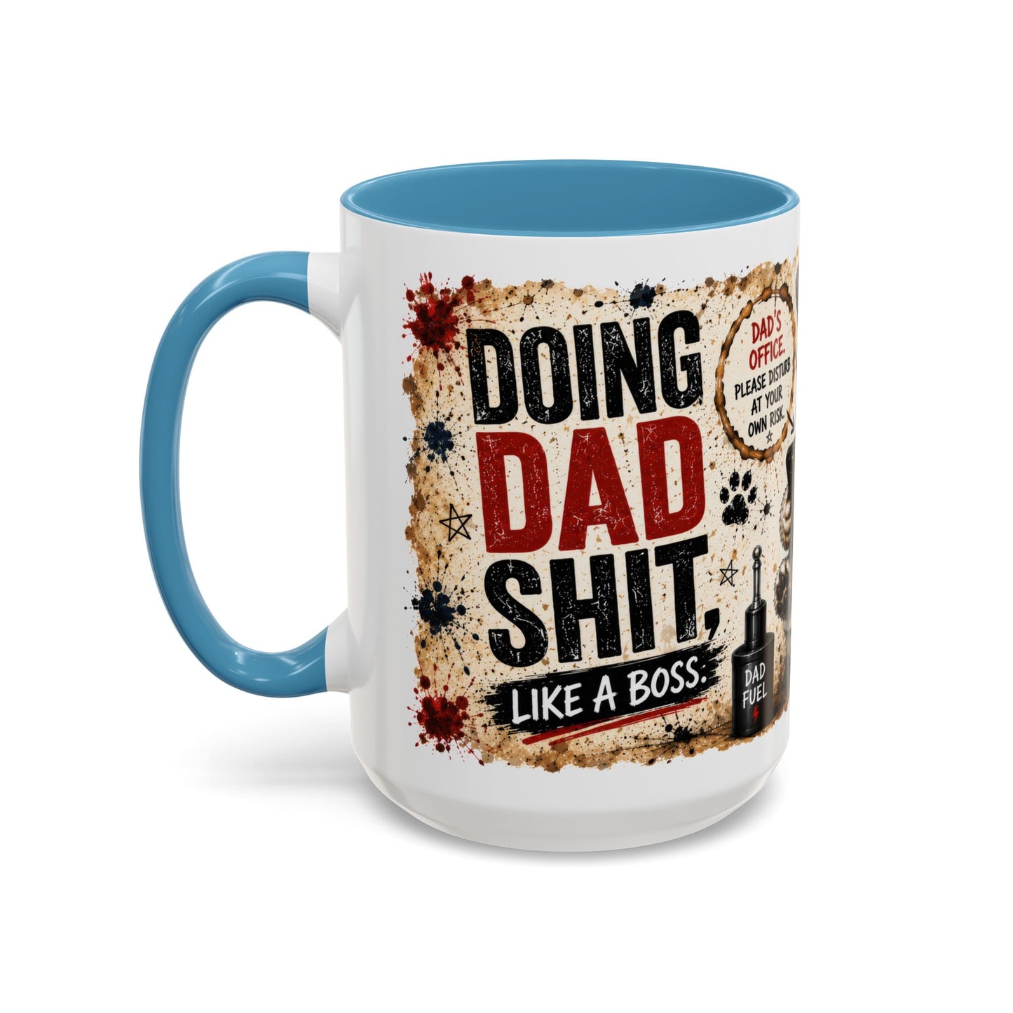 Dad Rules Coffee Mug — Funny Toilet Bulldog Design, "Leave a Message After the Flush" Accent Mug (11/15oz)
