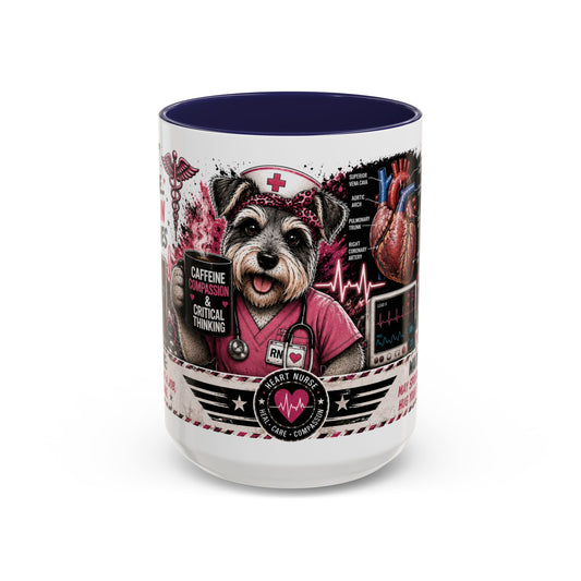 Heart Nurse Coffee Mug – Caffeine, Compassion & Critical Thinking – Funny RN Gift – Cardiology Nurse Ceramic Mug (11/15oz)