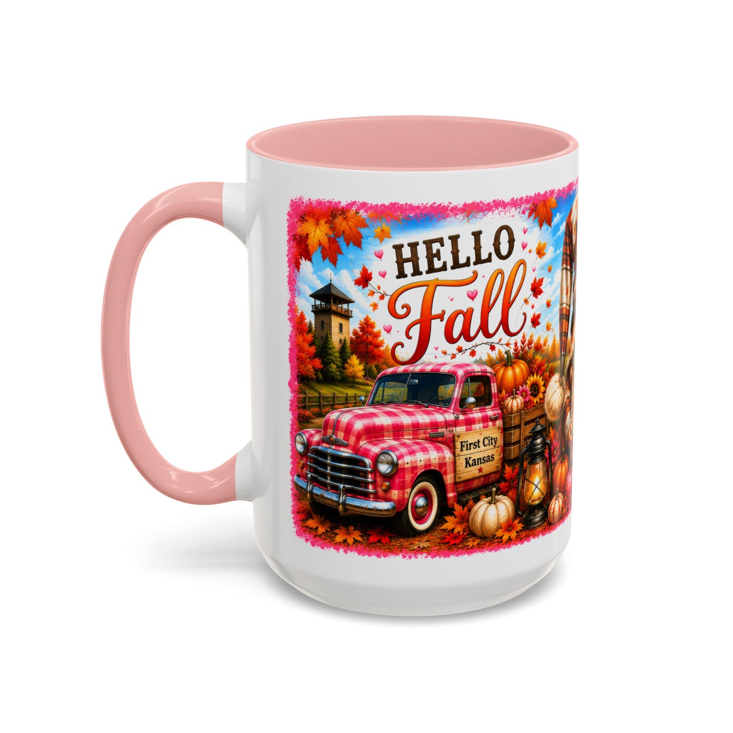 Welcome Fall Y'all Coffee Mug — Autumn Gnome Sunflowers Pumpkin Decor (First City, Kansas)