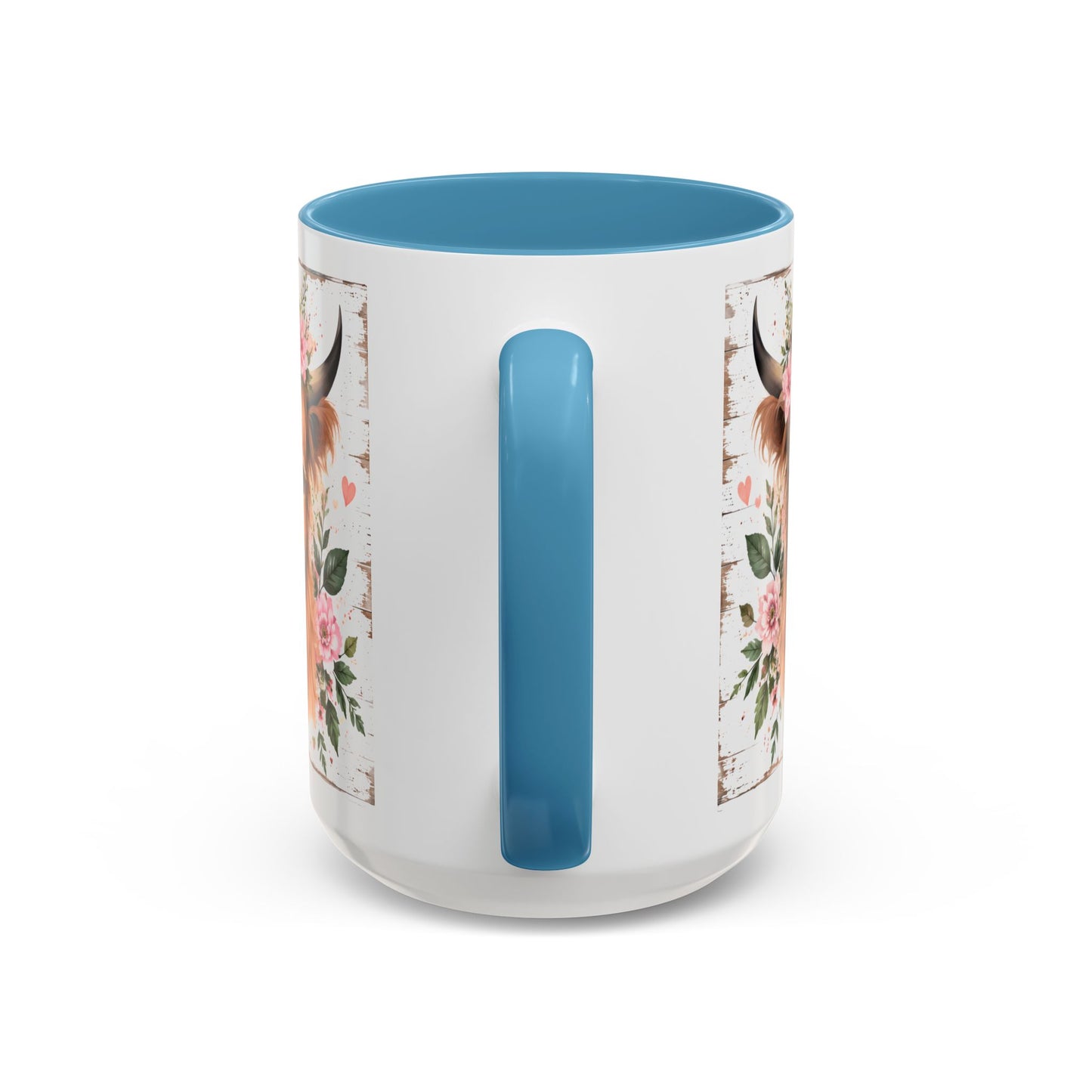 Good Morning Cow Accent Coffee Mug — Floral Highland Cow Ceramic Mug (11/15oz)