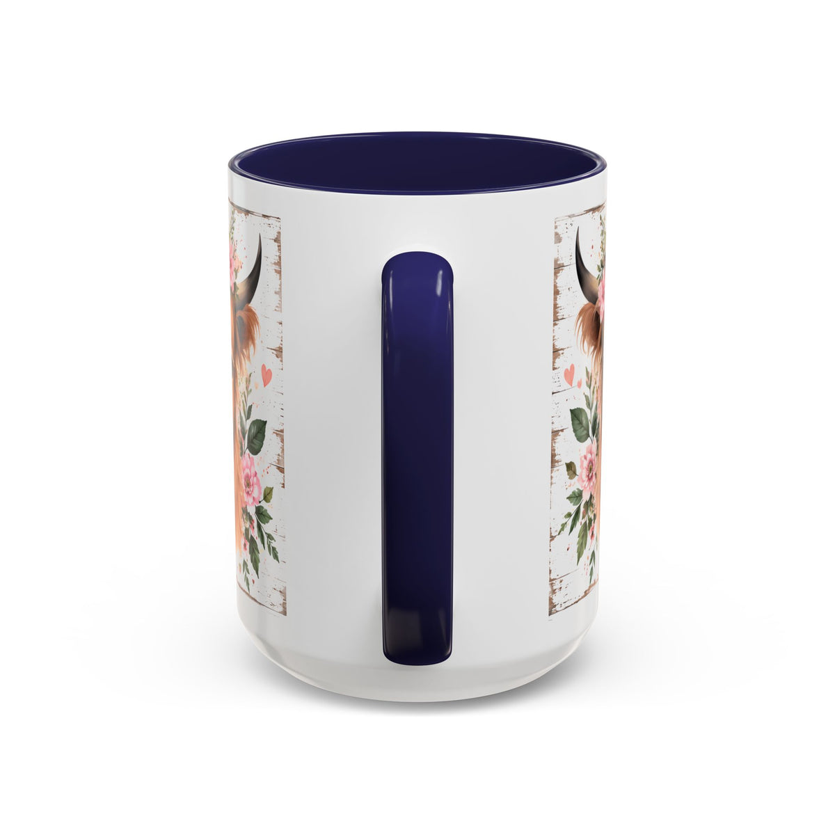 Good Morning Cow Accent Coffee Mug — Floral Highland Cow Ceramic Mug (11/15oz)