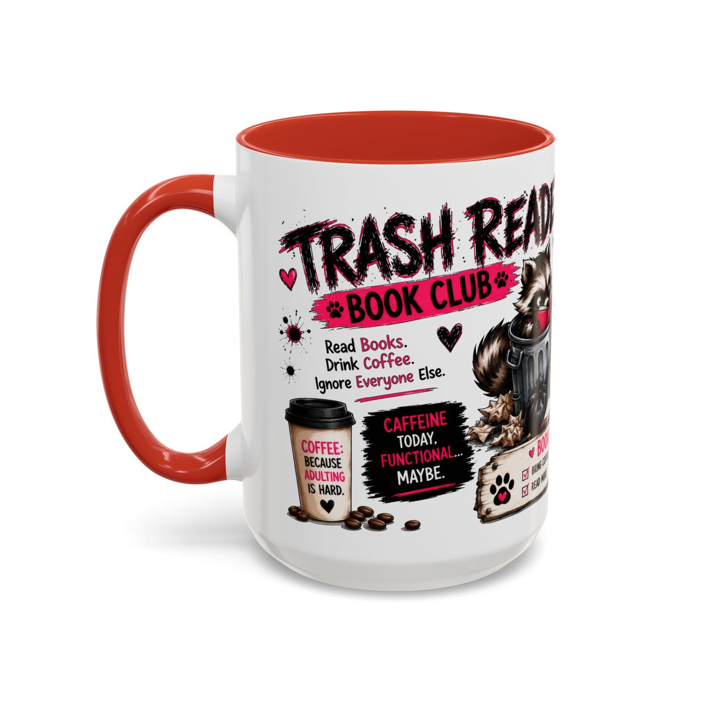 Book Lover Coffee Mug — "Today's Plan" Raccoon Reading Design (11/15oz)