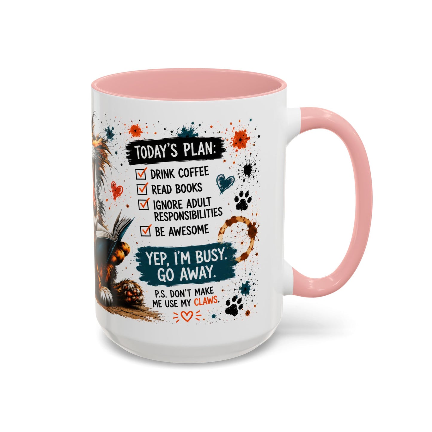 Coffee Mug — "Today's Plan: Drink Coffee, Read Books… Be Awesome" Cat Lover Gift