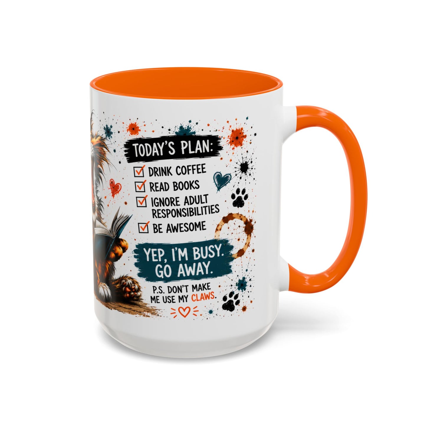 Coffee Mug — "Today's Plan: Drink Coffee, Read Books… Be Awesome" Cat Lover Gift