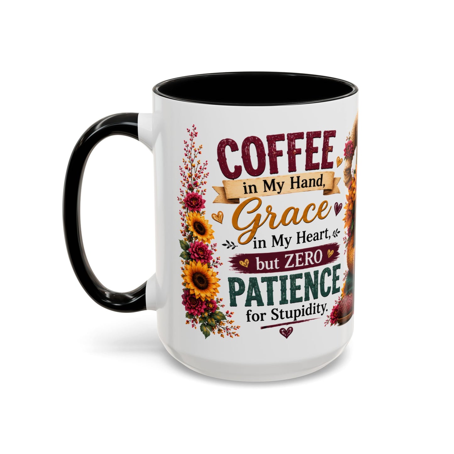 Coffee Mug — 'Sippin' My Way Through the Day' Sunflower Gnome Coffee Mug (11/15oz)