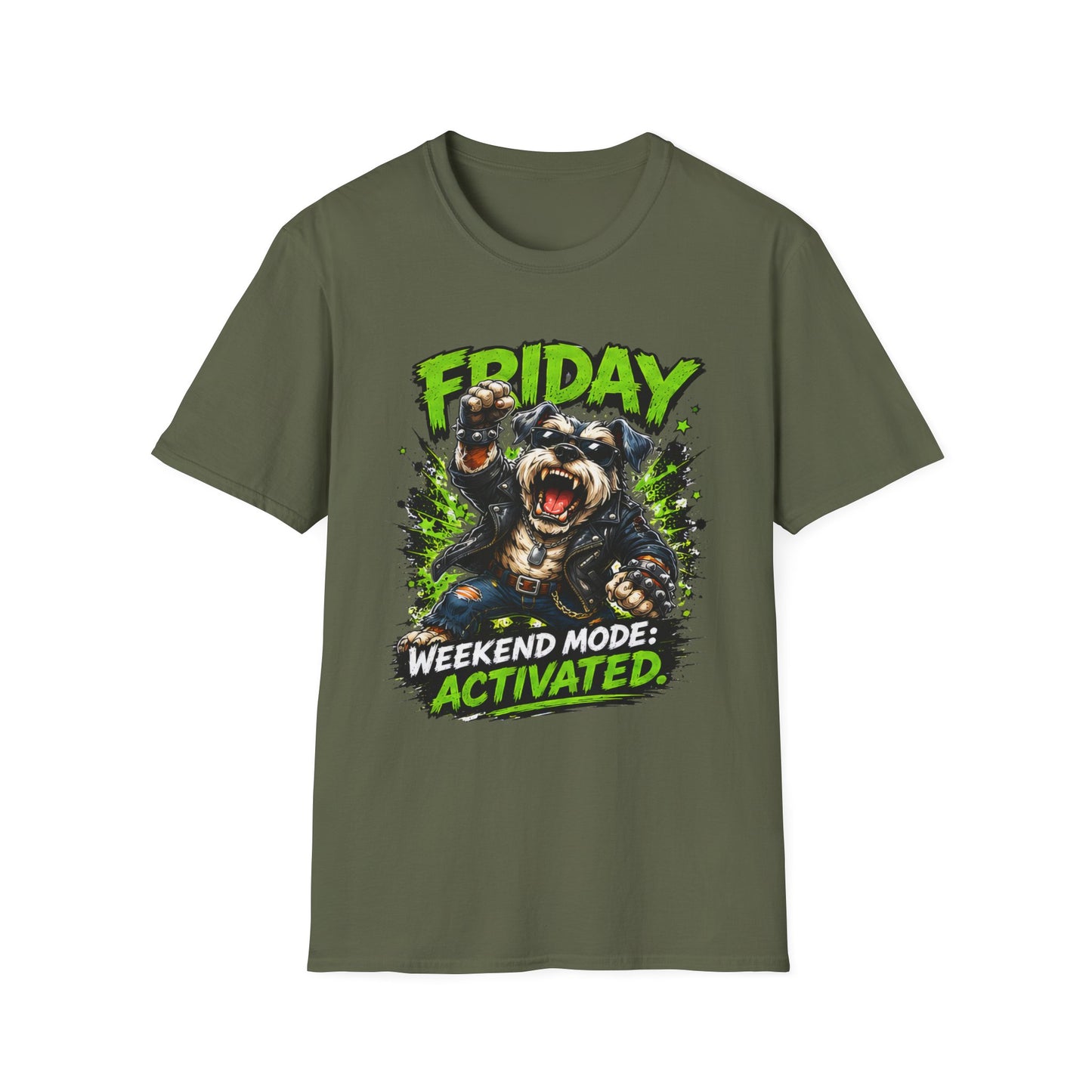 Friday Schnauzer T-Shirt — “WEEKEND MODE: ACTIVATED” Graphic Tee