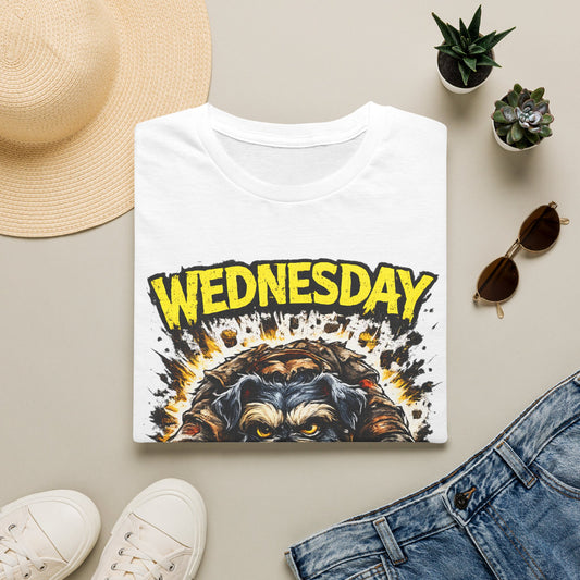 Wednesday T‑Shirt — “Wednesday Halfway… Barely.” Funny Midweek Grumpy Day Shirt