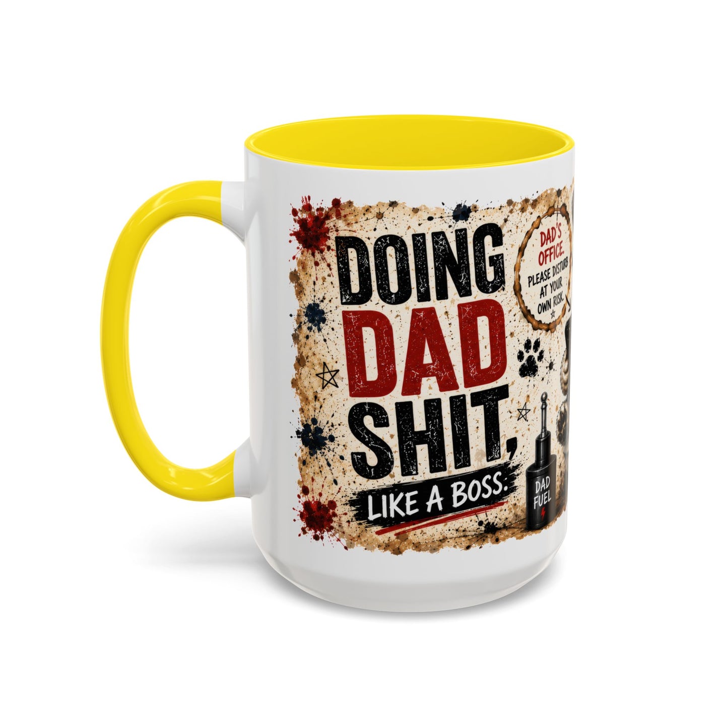 Dad Rules Coffee Mug — Funny Toilet Bulldog Design, "Leave a Message After the Flush" Accent Mug (11/15oz)