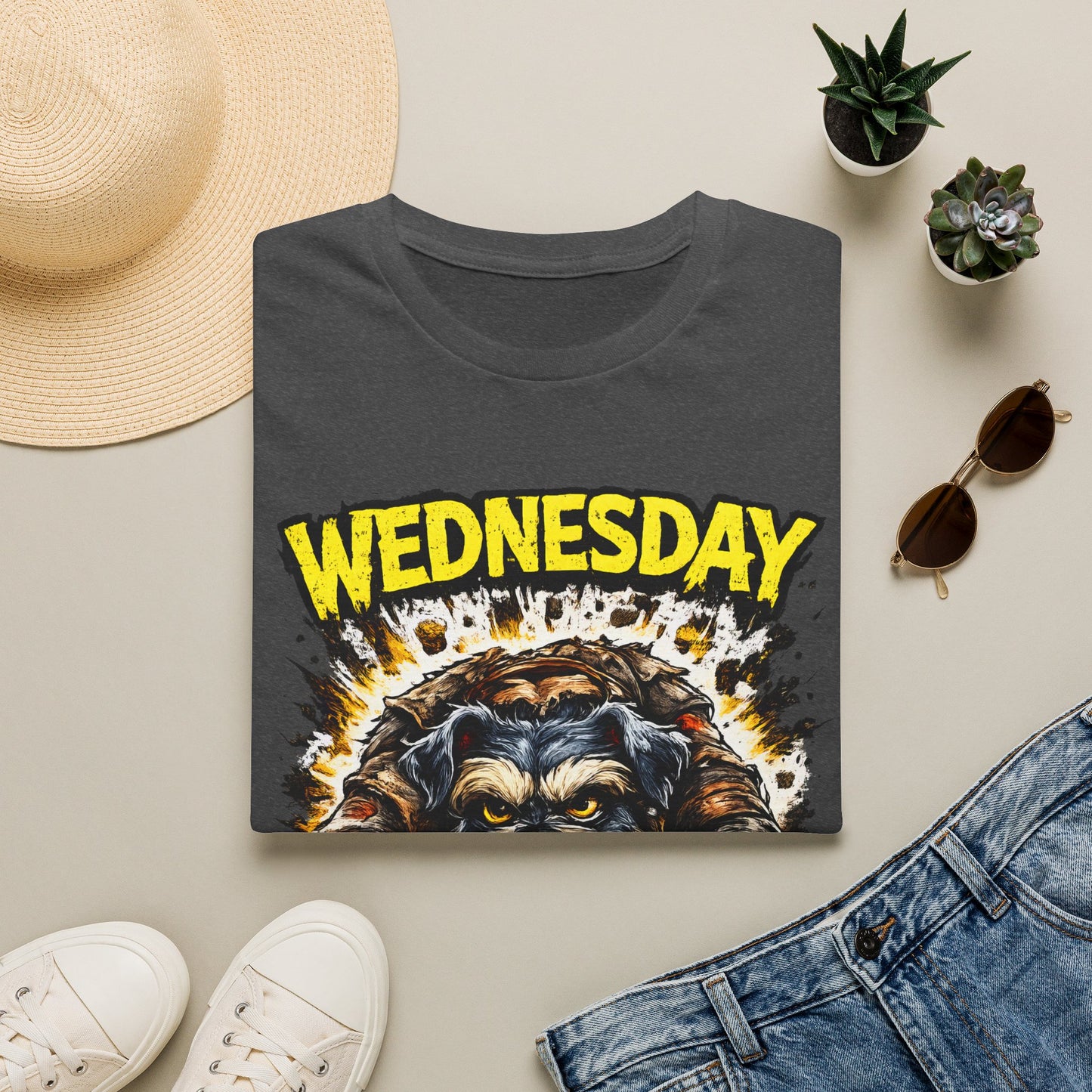 Wednesday T‑Shirt — “Wednesday Halfway… Barely.” Funny Midweek Grumpy Day Shirt