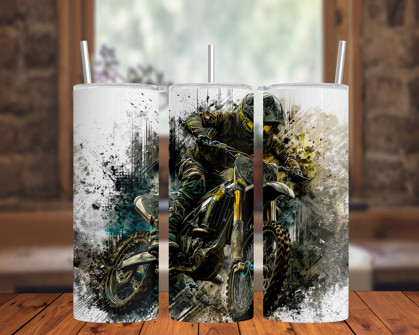 Motocross Dirt Bike Rider 20oz Skinny Tumbler Wrap PNG JPG - PV-TW-00024