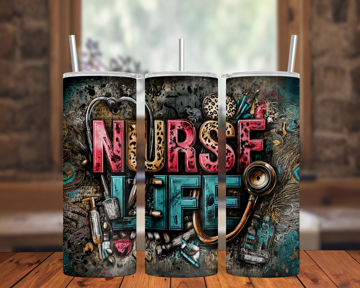 Nurse Life Medical 20oz Skinny Tumbler Wrap PNG JPG -PV-TW -00026