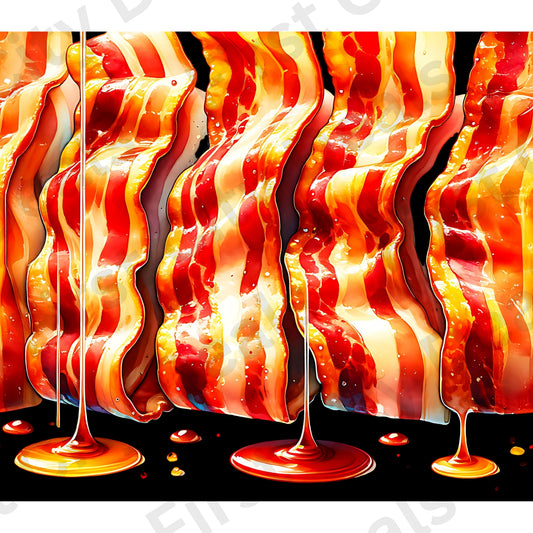 Crispy Bacon Tumbler Wrap, Funny Food Design, 20oz Skinny PNG, Digital Download, PV-TW-00006