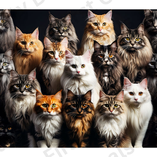Cat Breed Collage Tumbler Wrap, Cat Lover Design, 20oz Skinny PNG, Digital Download, PV-TW-00009