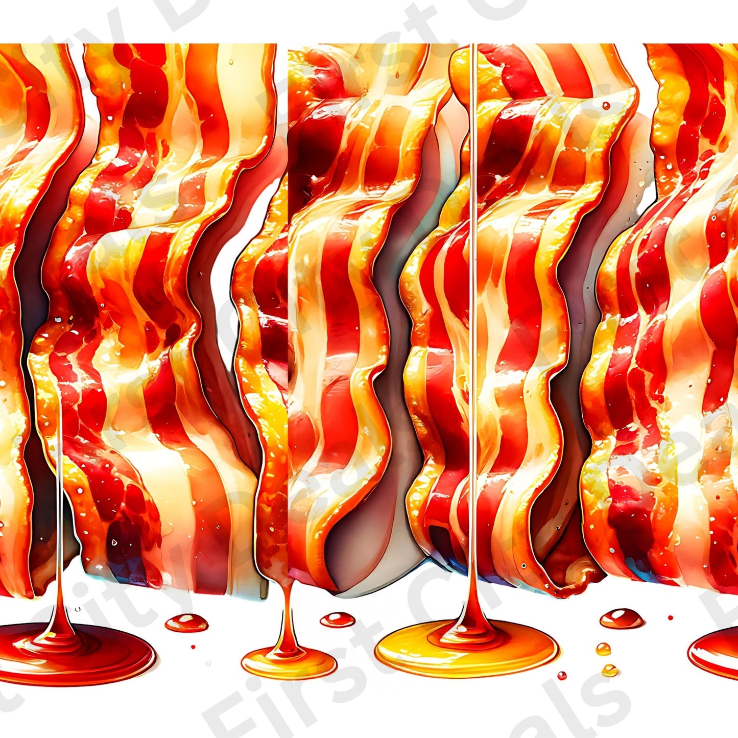 Crispy Bacon Tumbler Wrap, Funny Food Design, 20oz Skinny PNG, Digital Download, PV-TW-00006