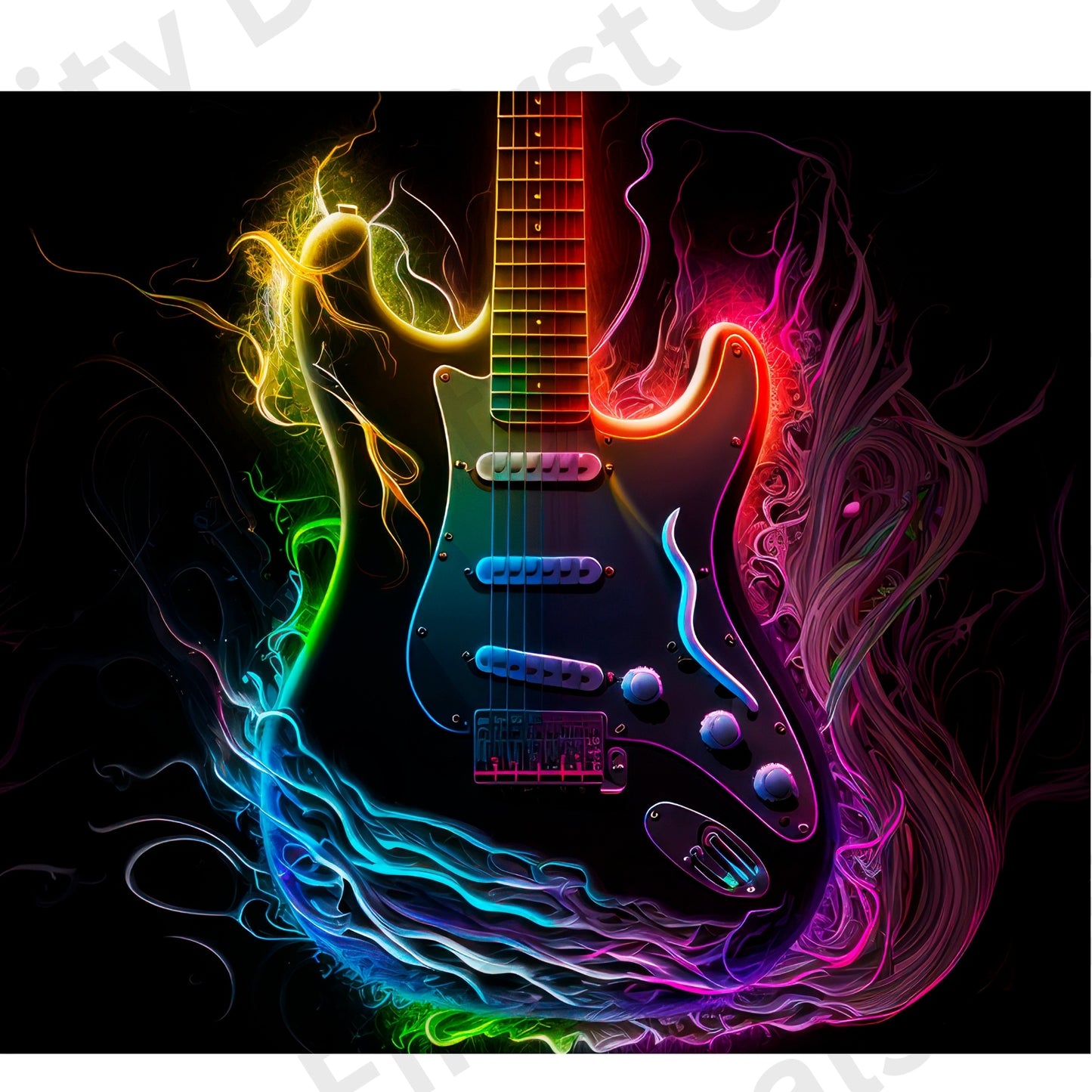 Neon Electric Guitar Tumbler Wrap, Rock Music Design, 20oz Skinny PNG, Digital Download, PV-TW-00003