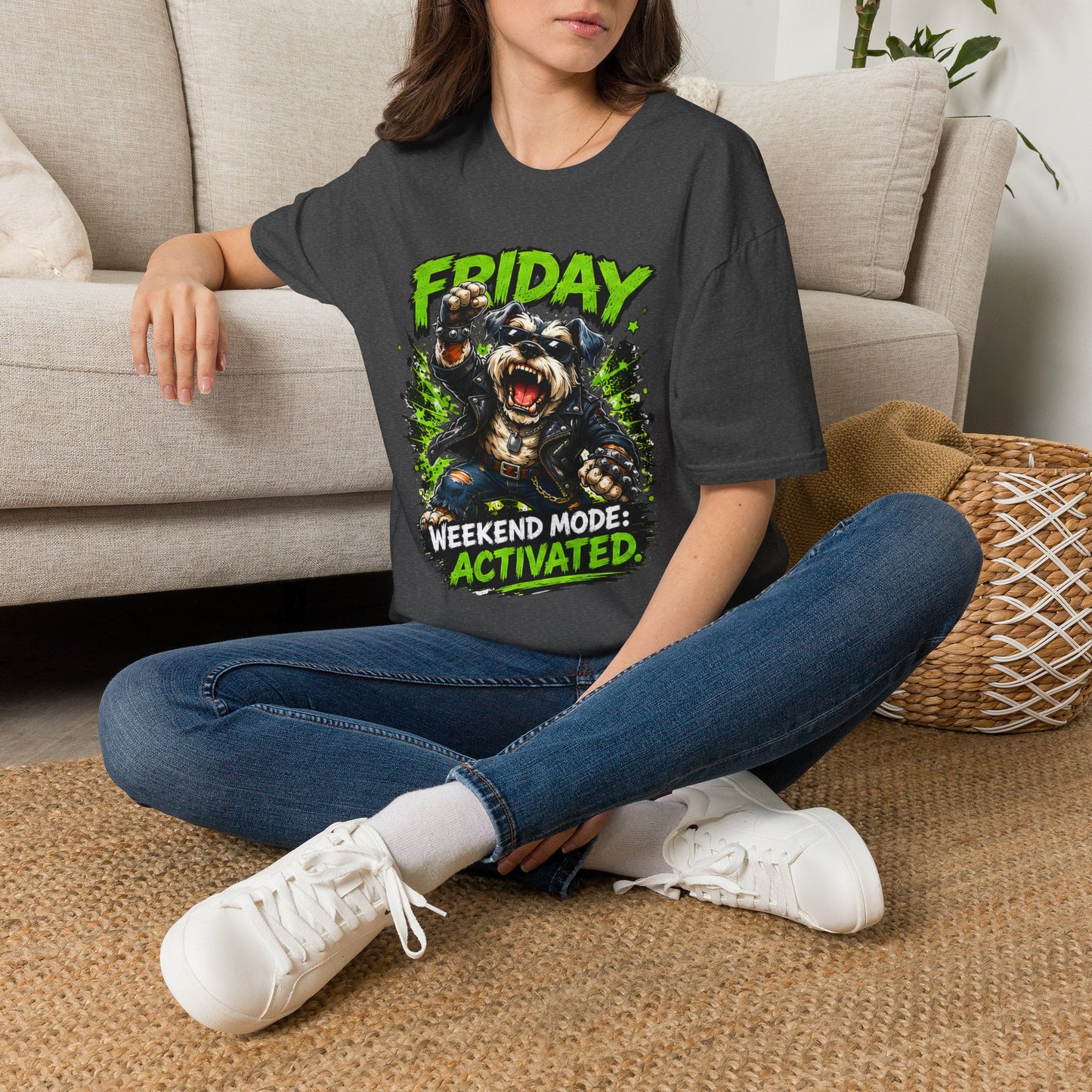 Friday Schnauzer T-Shirt — “WEEKEND MODE: ACTIVATED” Graphic Tee