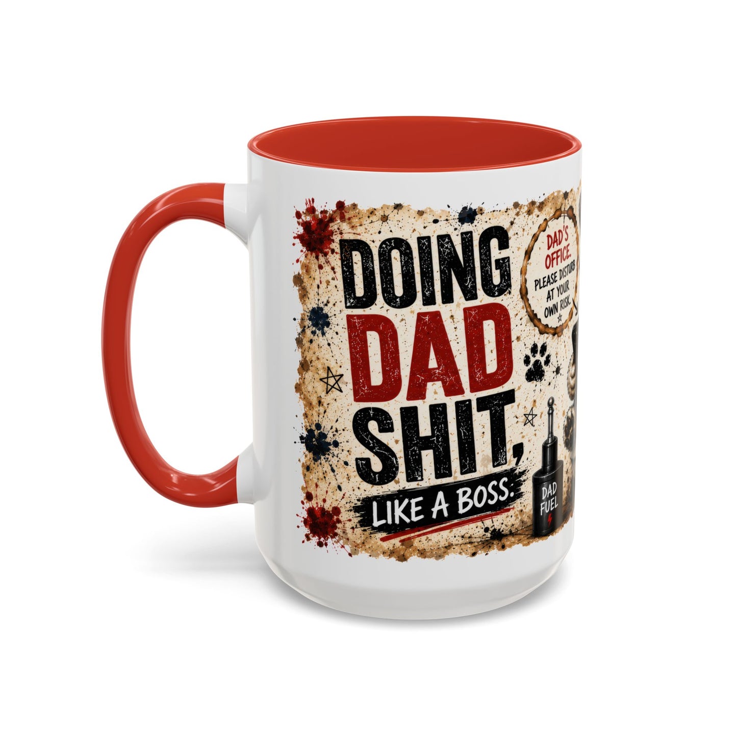 Dad Rules Coffee Mug — Funny Toilet Bulldog Design, "Leave a Message After the Flush" Accent Mug (11/15oz)