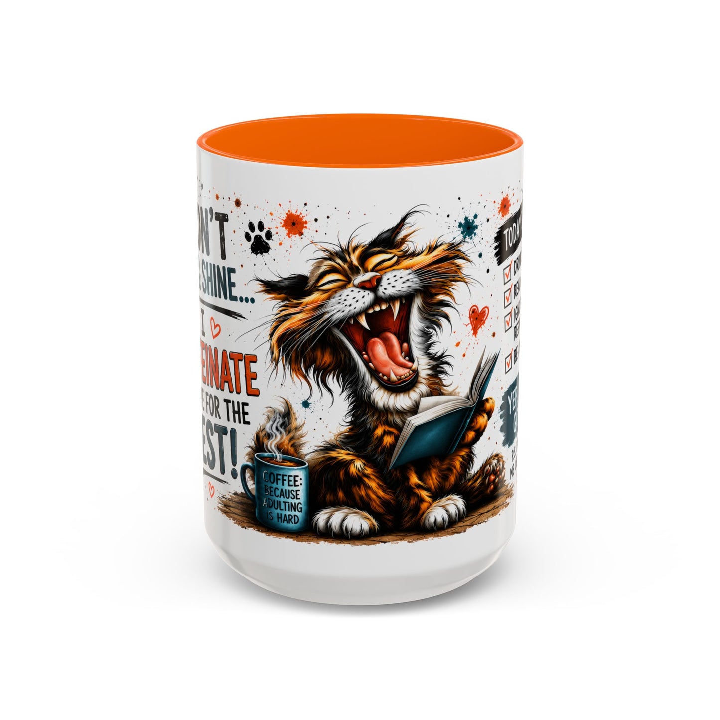 Coffee Mug — "Today's Plan: Drink Coffee, Read Books… Be Awesome" Cat Lover Gift