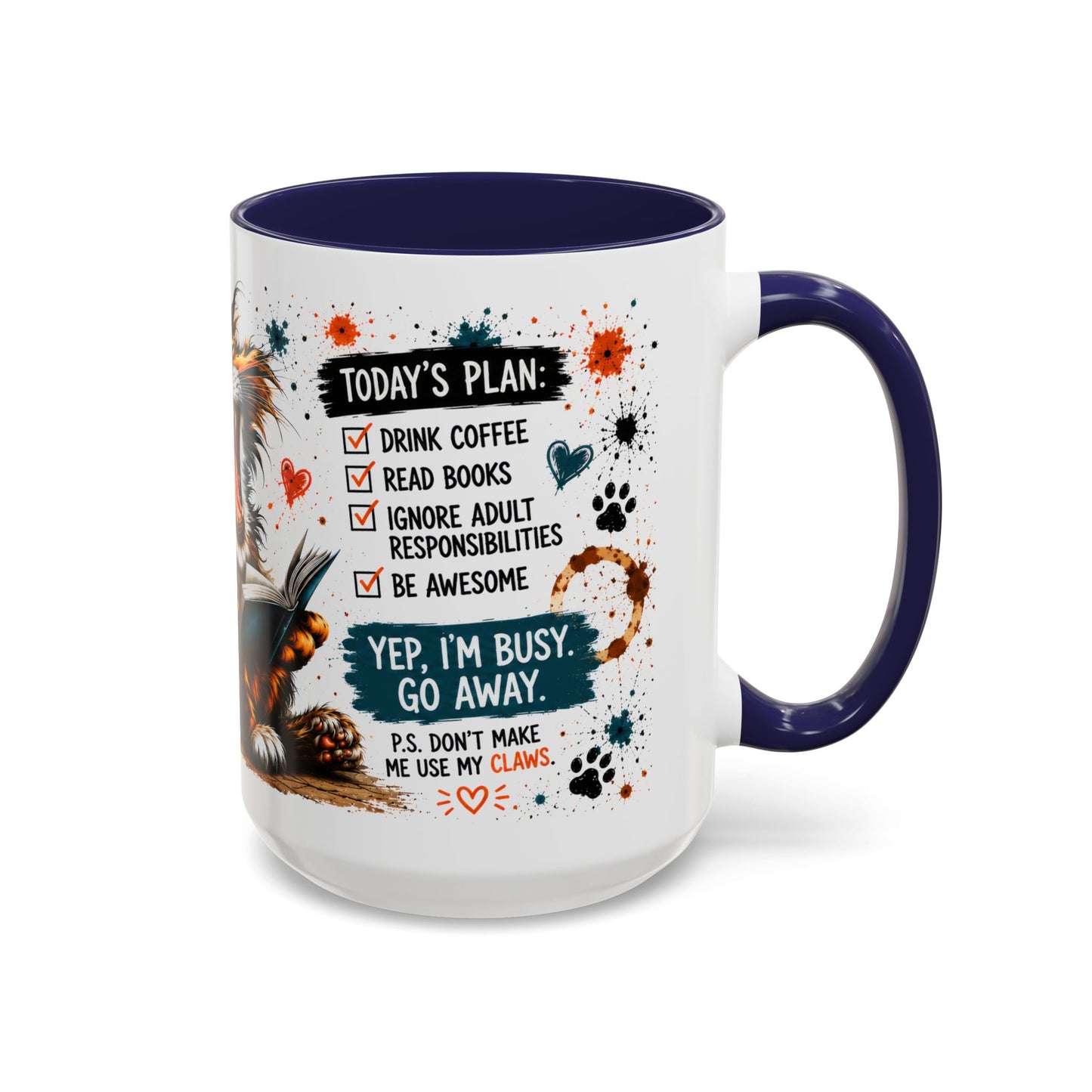 Coffee Mug — "Today's Plan: Drink Coffee, Read Books… Be Awesome" Cat Lover Gift