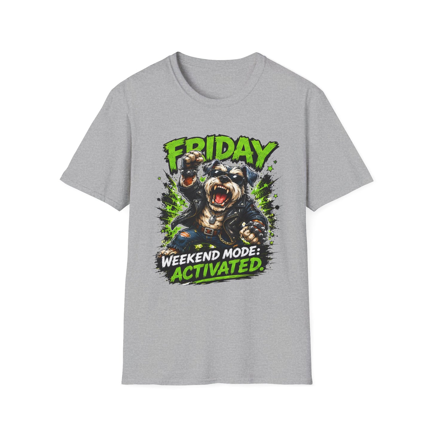 Friday Schnauzer T-Shirt — “WEEKEND MODE: ACTIVATED” Graphic Tee