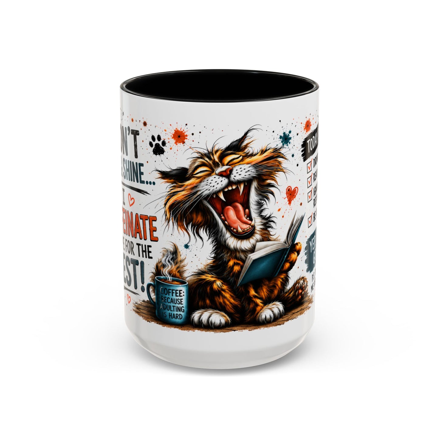 Coffee Mug — "Today's Plan: Drink Coffee, Read Books… Be Awesome" Cat Lover Gift