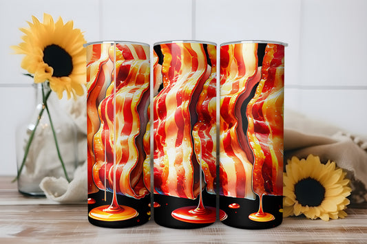 Crispy Bacon Tumbler Wrap, Funny Food Design, 20oz Skinny PNG, Digital Download, PV-TW-00006