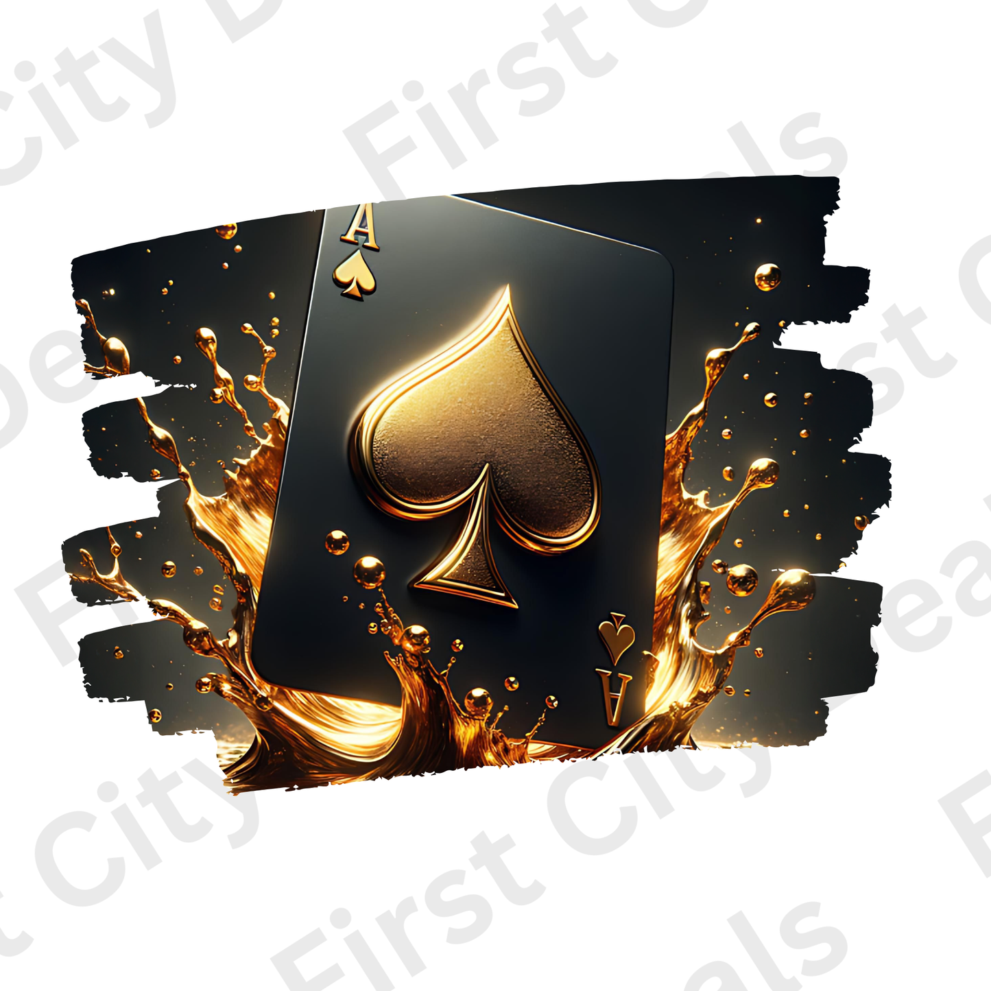 Gold Ace of Spades Tumbler Wrap, Poker Card Design, 20oz Skinny PNG, Digital Download, PV-TW-00004