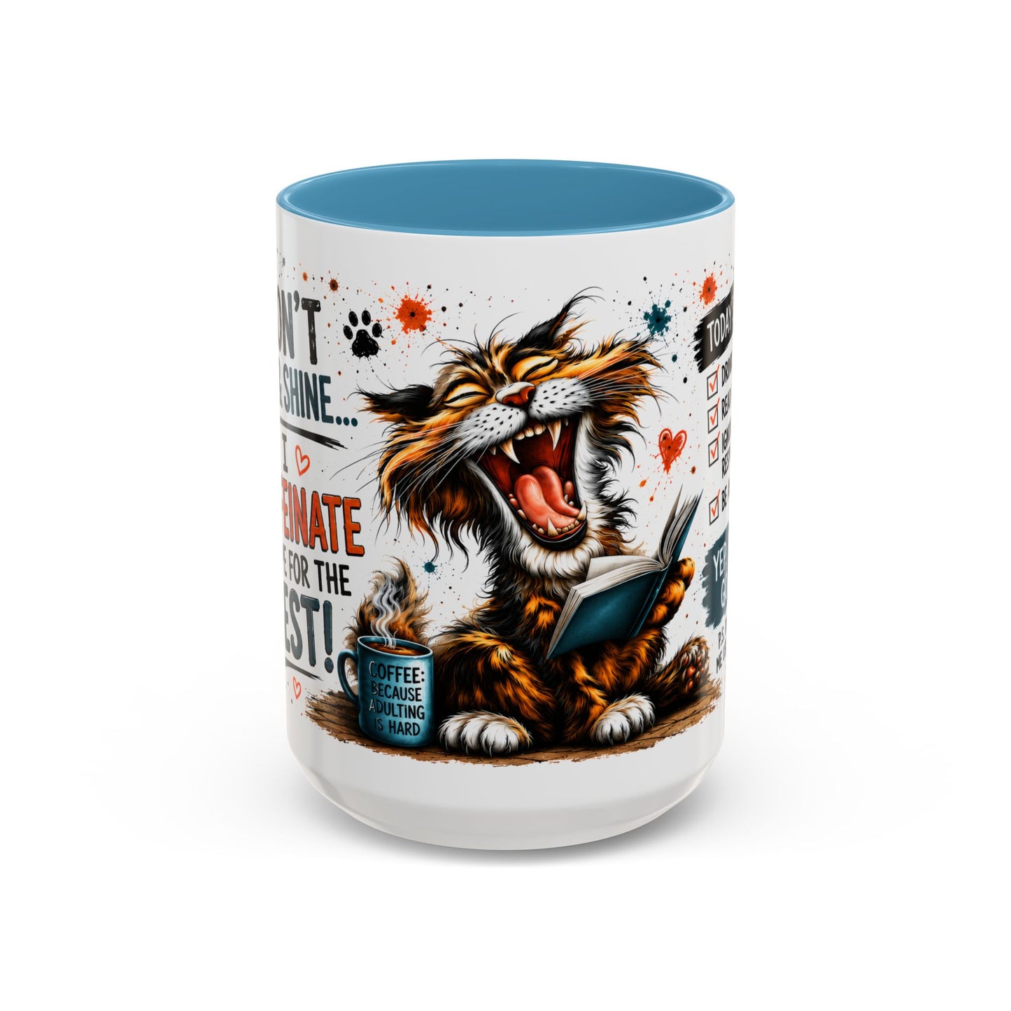Coffee Mug — "Today's Plan: Drink Coffee, Read Books… Be Awesome" Cat Lover Gift