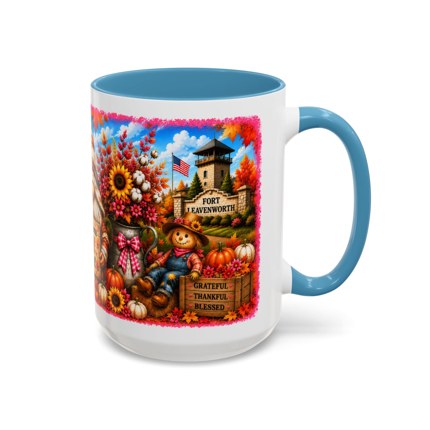 Welcome Fall Y'all Coffee Mug — Autumn Gnome Sunflowers Pumpkin Decor (First City, Kansas)