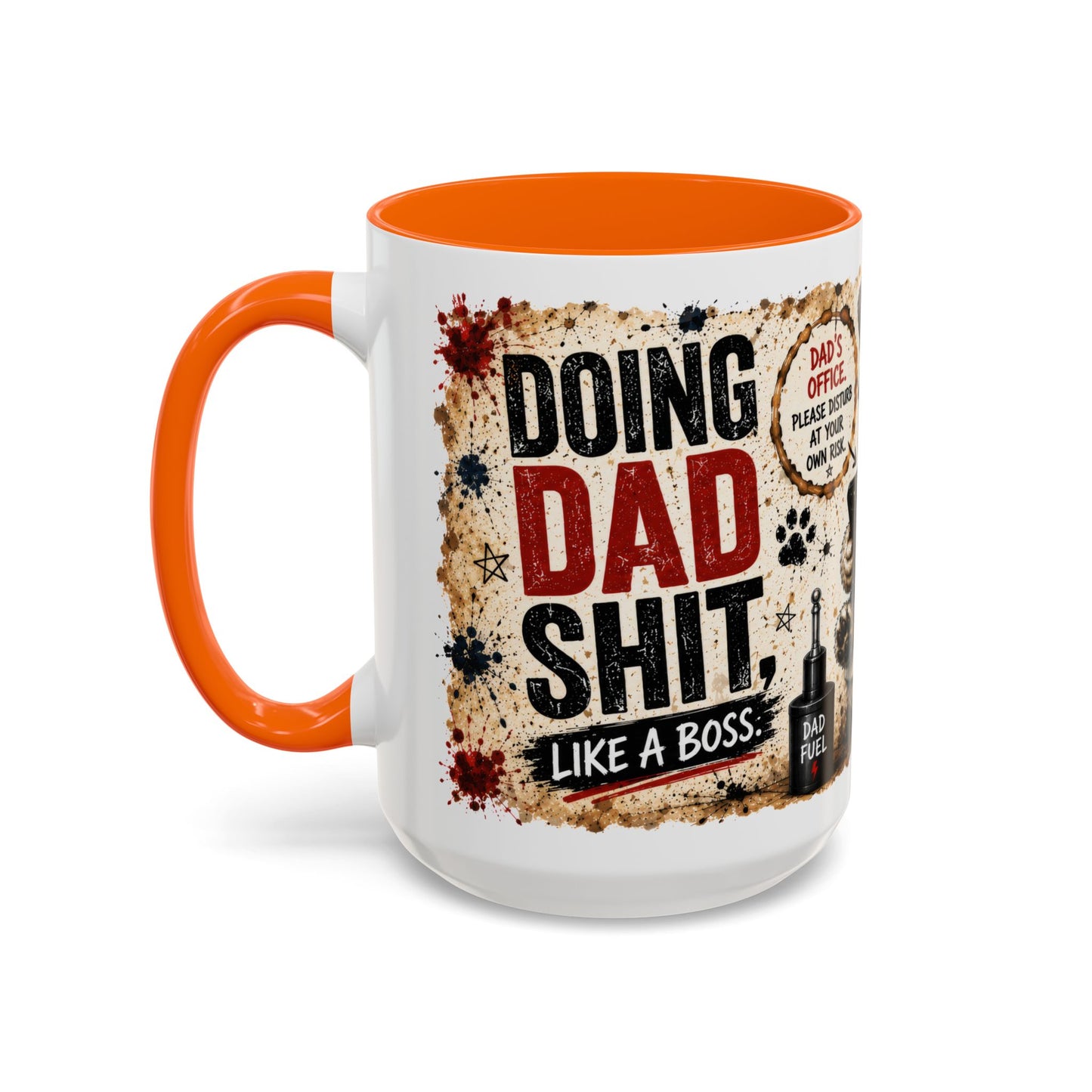 Dad Rules Coffee Mug — Funny Toilet Bulldog Design, "Leave a Message After the Flush" Accent Mug (11/15oz)