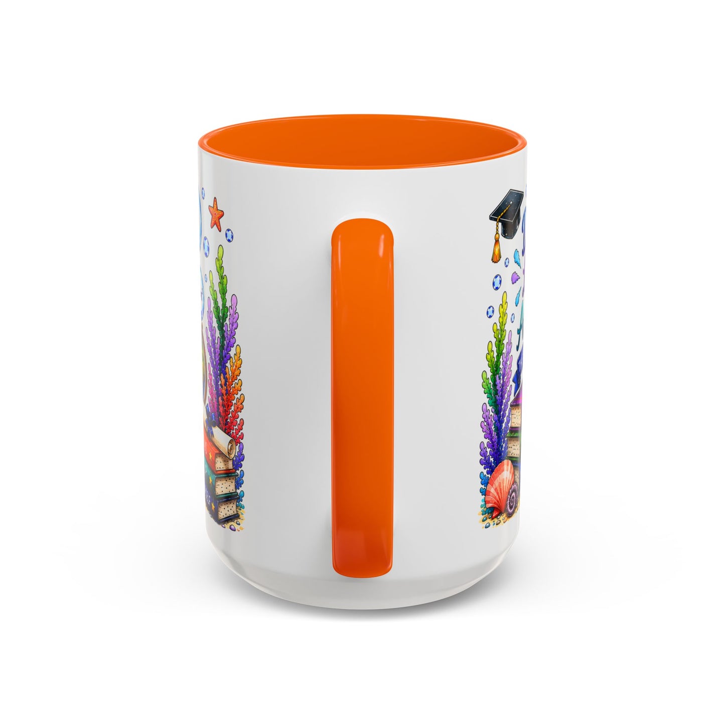 Graduation Elephant Coffee Mug — Cute Grad Cap Design with 'Stay Curious, Never Give Up' Books (11/15oz)
