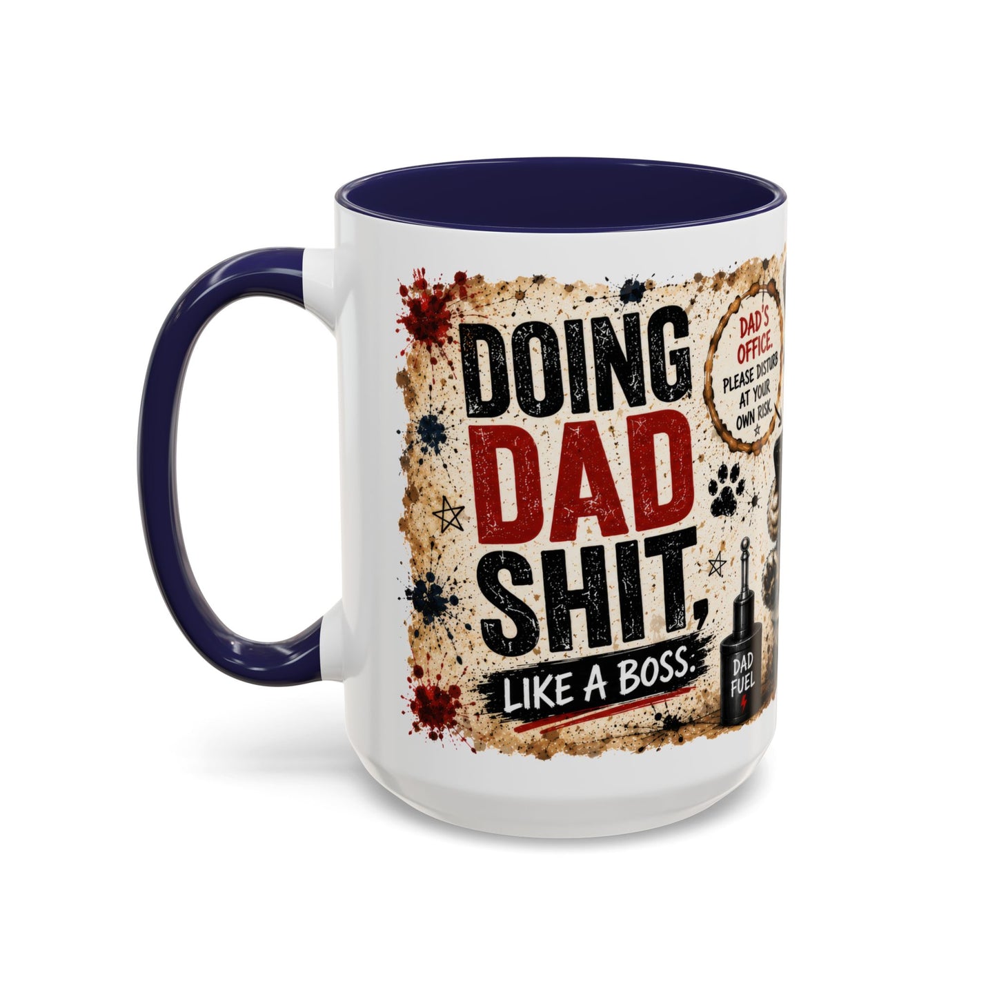 Dad Rules Coffee Mug — Funny Toilet Bulldog Design, "Leave a Message After the Flush" Accent Mug (11/15oz)