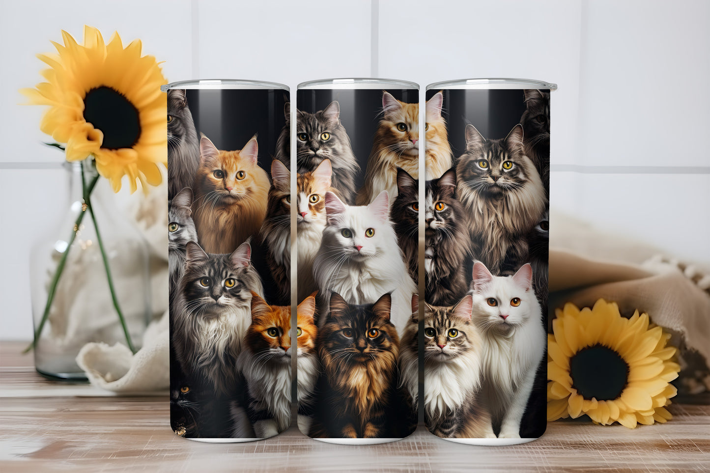 Cat Breed Collage Tumbler Wrap, Cat Lover Design, 20oz Skinny PNG, Digital Download, PV-TW-00009