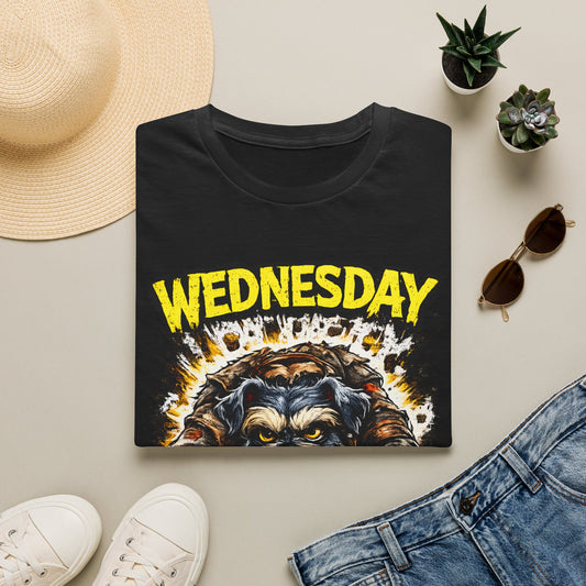 Wednesday T‑Shirt — “Wednesday Halfway… Barely.” Funny Midweek Grumpy Day Shirt