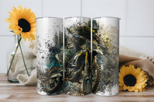 Motocross Dirt Bike Rider 20oz Skinny Tumbler Wrap PNG JPG - PV-TW-00024