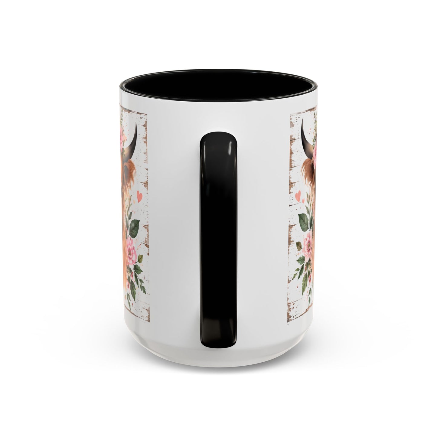 Good Morning Cow Accent Coffee Mug — Floral Highland Cow Ceramic Mug (11/15oz)