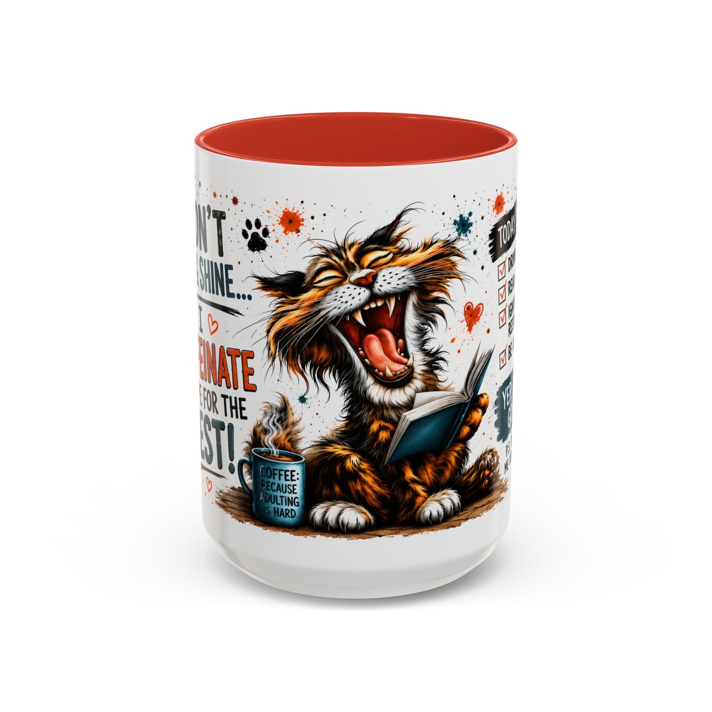 Coffee Mug — "Today's Plan: Drink Coffee, Read Books… Be Awesome" Cat Lover Gift