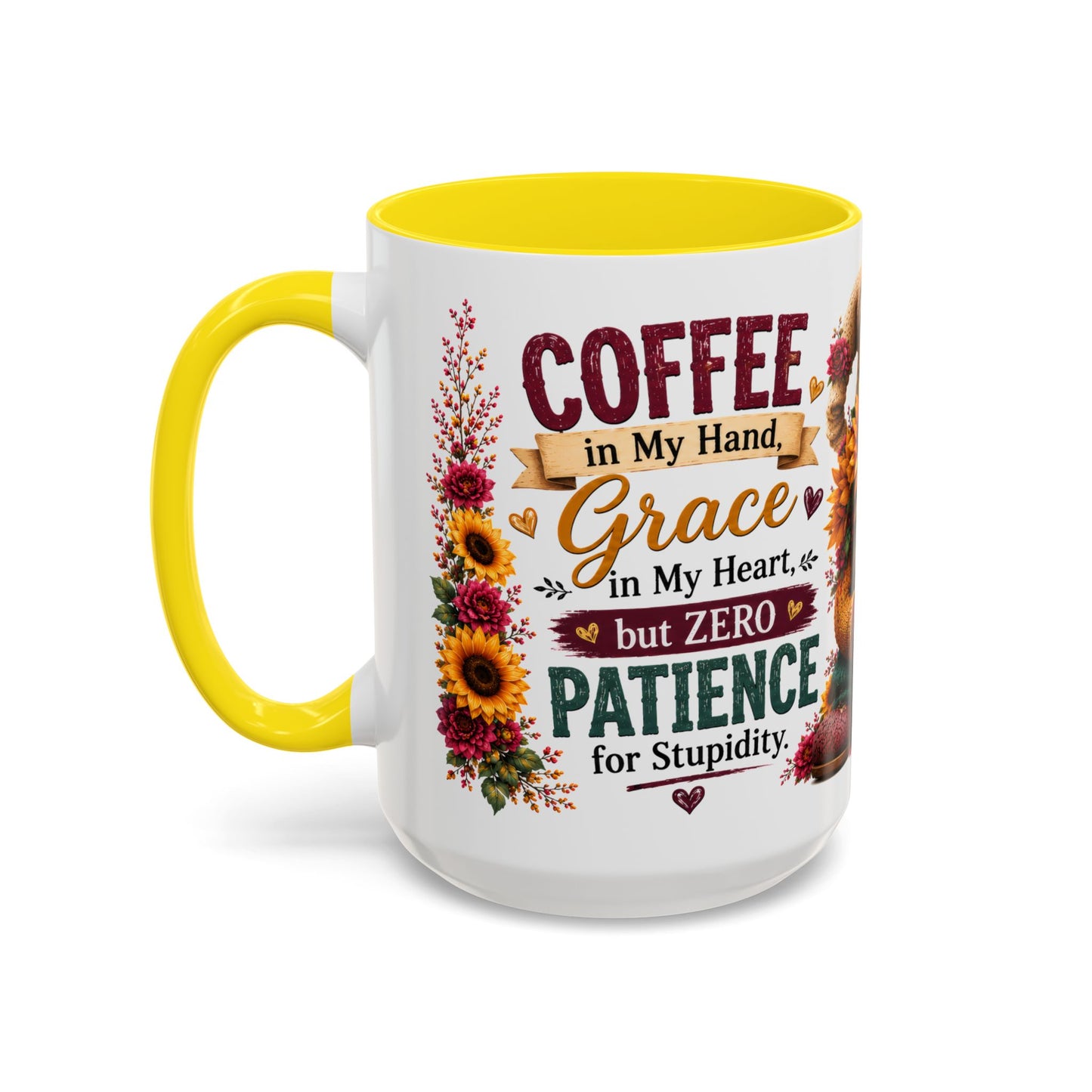Coffee Mug — 'Sippin' My Way Through the Day' Sunflower Gnome Coffee Mug (11/15oz)