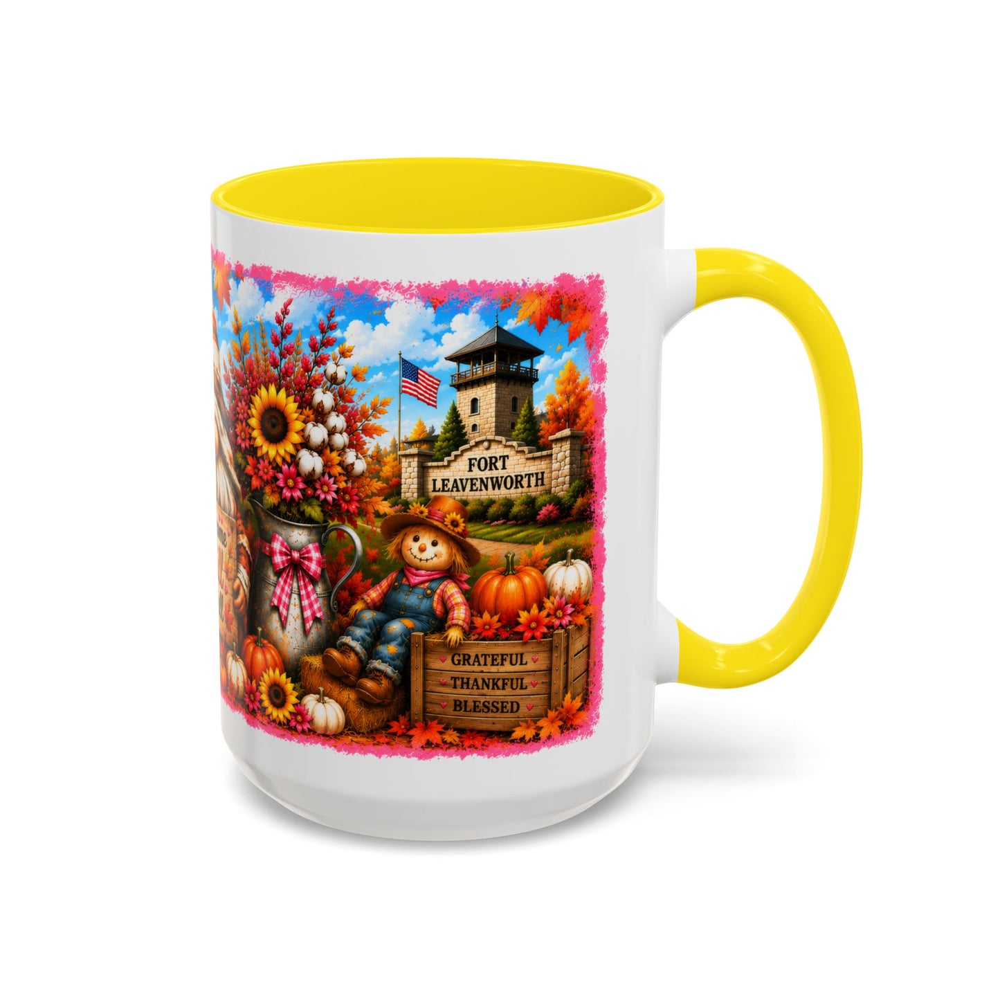 Welcome Fall Y'all Accent Coffee Mug — Autumn Gnome Pumpkin & Sunflower 11/15oz