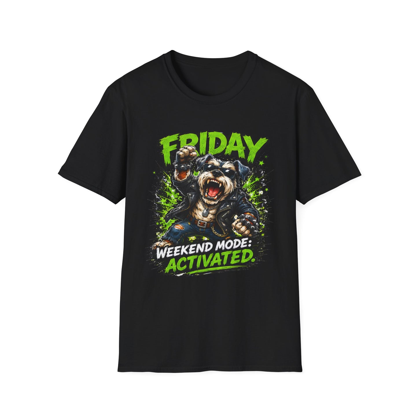 Friday Schnauzer T-Shirt — “WEEKEND MODE: ACTIVATED” Graphic Tee