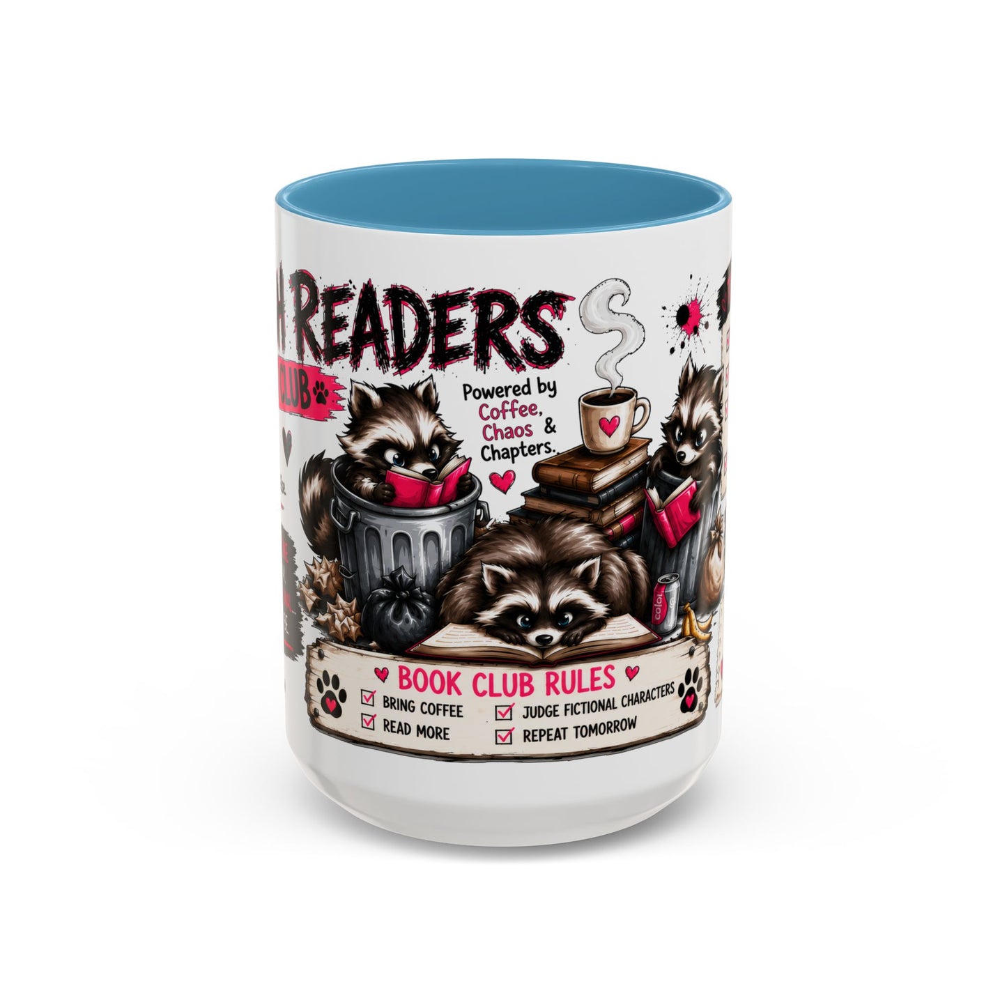 Book Lover Coffee Mug — "Today's Plan" Raccoon Reading Design (11/15oz)