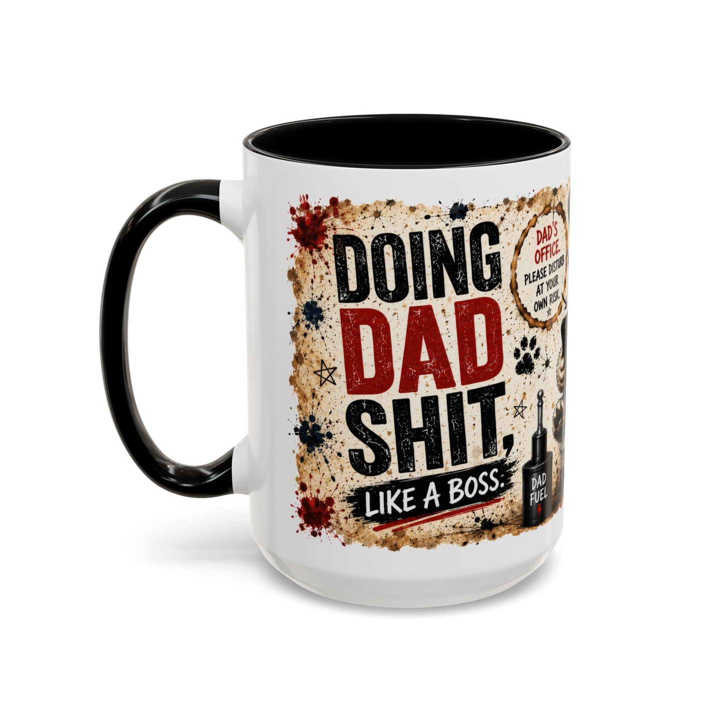 Dad Rules Coffee Mug — Funny Toilet Bulldog Design, "Leave a Message After the Flush" Accent Mug (11/15oz)