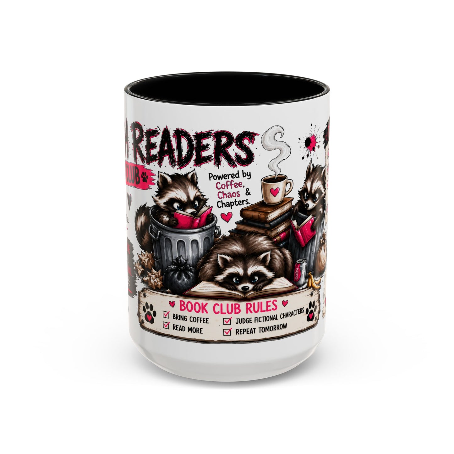 Book Lover Coffee Mug — "Today's Plan" Raccoon Reading Design (11/15oz)