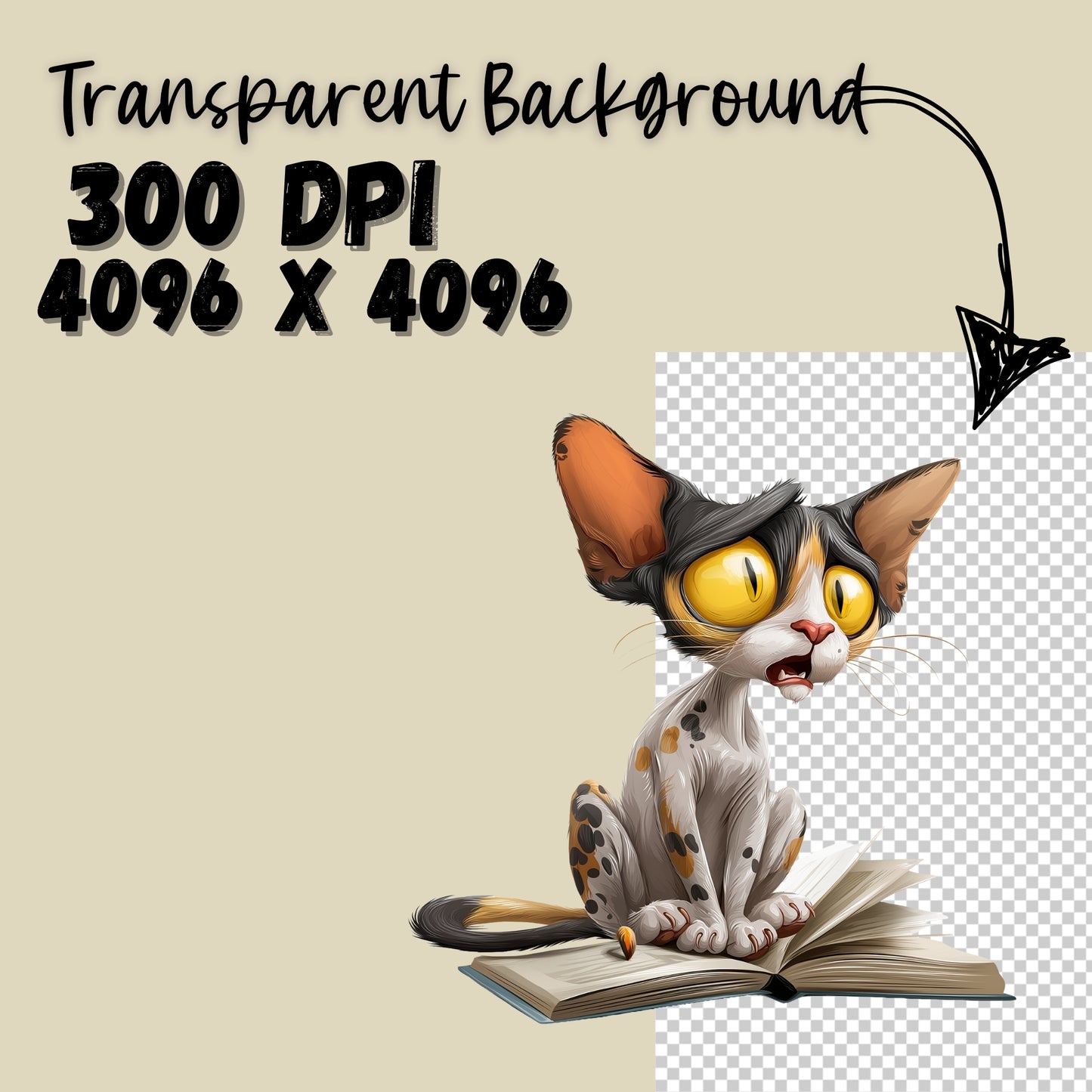 Funny Reading Cats Clipart Bundle – 25 PNG Transparent Book Lover Cats, Cute Cartoon Cat Graphics for Sublimation, Stickers & Print Designs