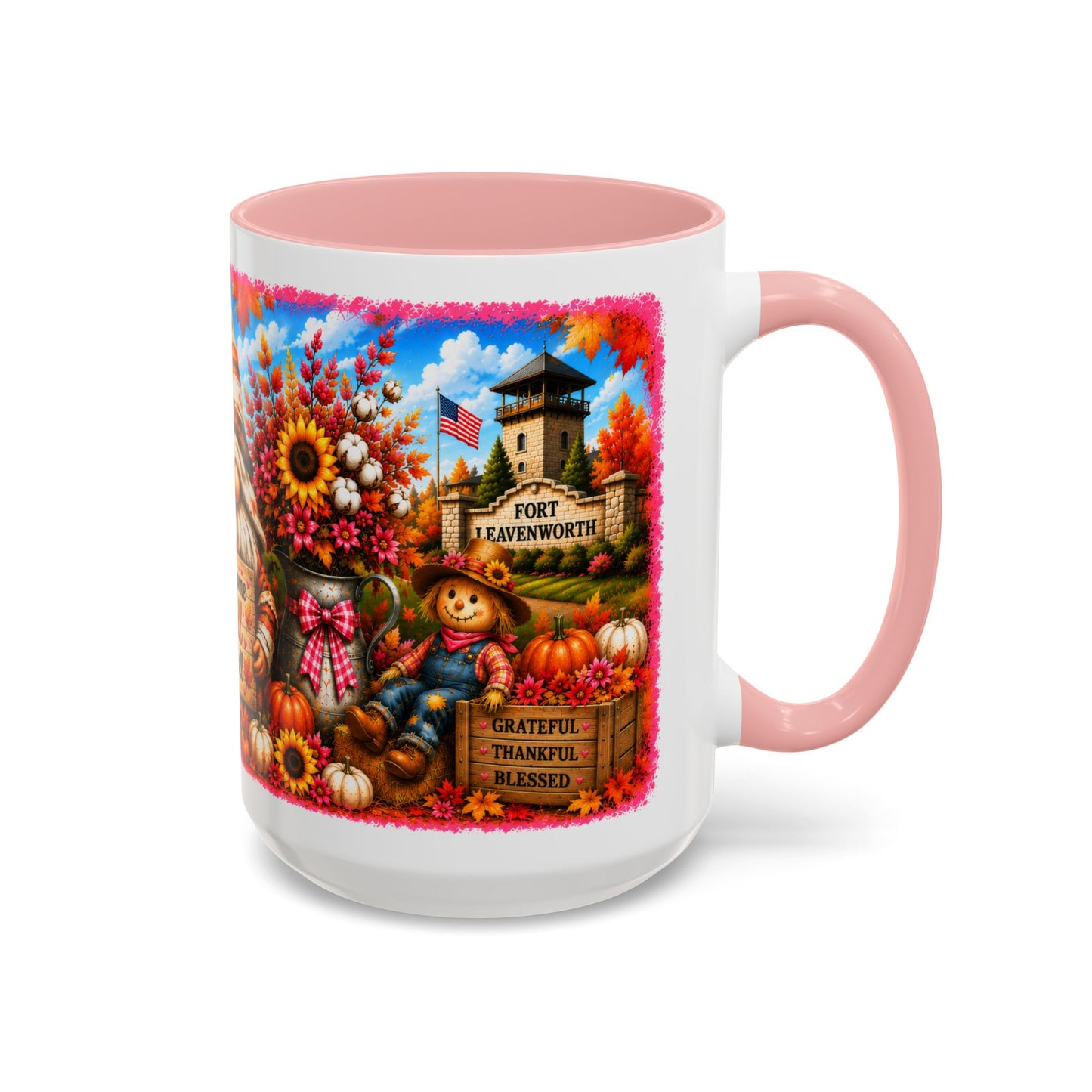 Welcome Fall Y'all Coffee Mug — Autumn Gnome Sunflowers Pumpkin Decor (First City, Kansas)